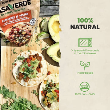 Casa Verde | Mexican Garbanzos Al Pastor, 100% Natural Food - Pack Of 6 - Real Taste | 100% Vegan & Non-Gmo, Plant-Based, No Pre