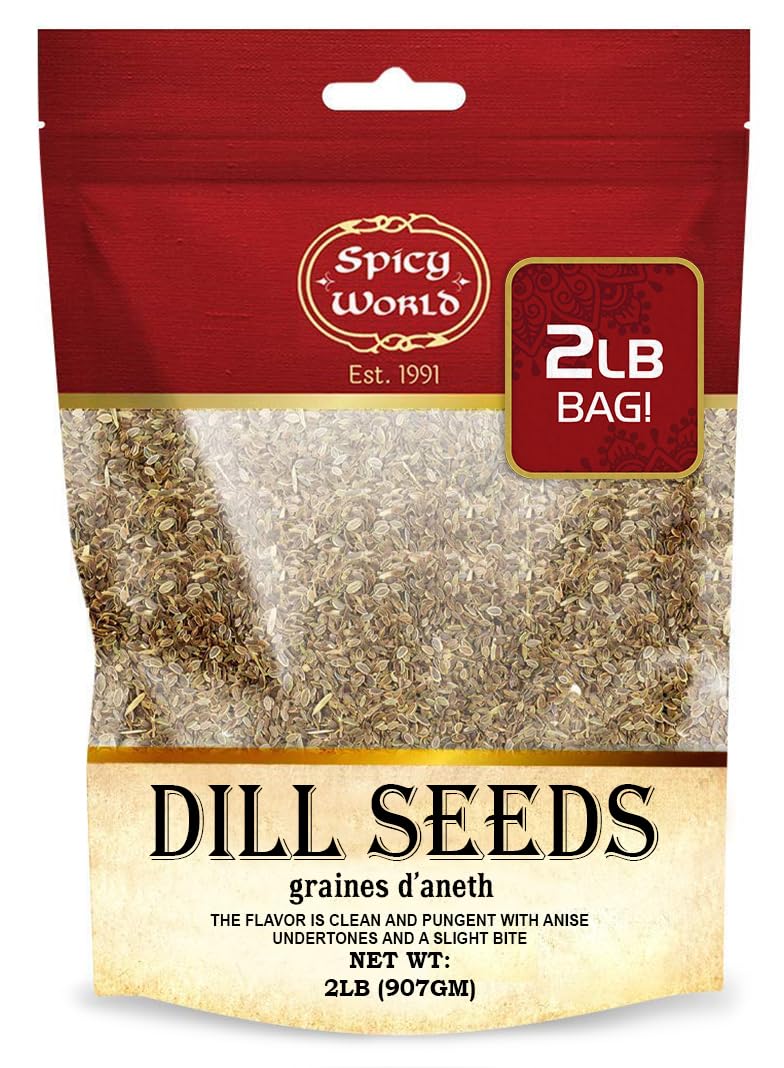 Spicy World Dill Seeds 2 Lb Bulk Bag - Whole Spice | Perfect For Pickling And Eating | Resealable Bag