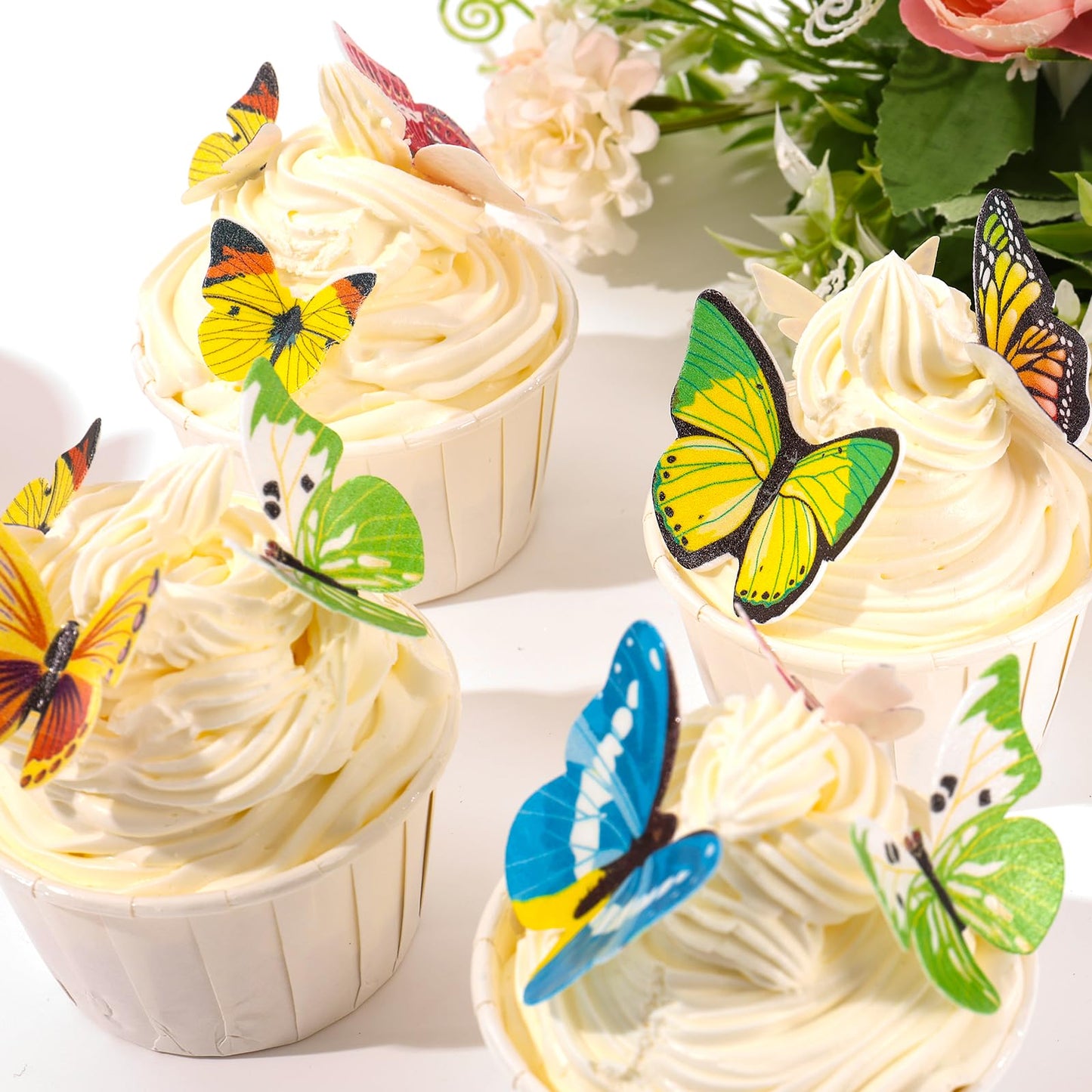 Yocity Wafer Paper Butterflies Cake Toppers Edible Butterfly Cake Decorations 60 Pcs Small Pastel Cupcake Topper For Wedding Par