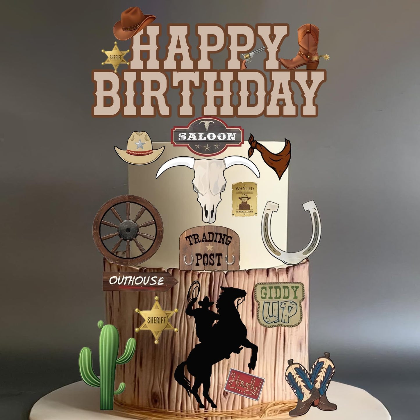 16Pcs Cowboy Cake Toppers  Cowboy Hat And Boot Cake Decorations  Western Cowboy Birthday Supplies  Baby Shower For Western Theme Party Favors