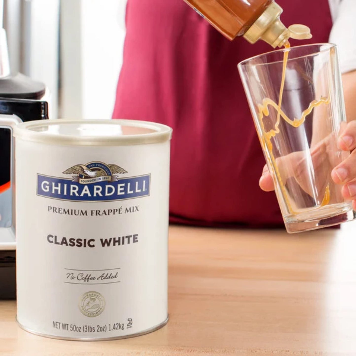Ghirardelli Classic White Premium Frapp   Mix, 3.12 Lb Can With Ghirardelli Stamped Barista Spoon