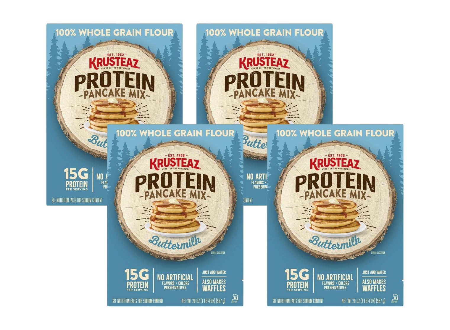 Krusteaz Protein Pancake Mix, Buttermilk Pancake Mix, 100% Whole Grain Flour & 15g of Protein Per Serving, Also Makes Waffles, J