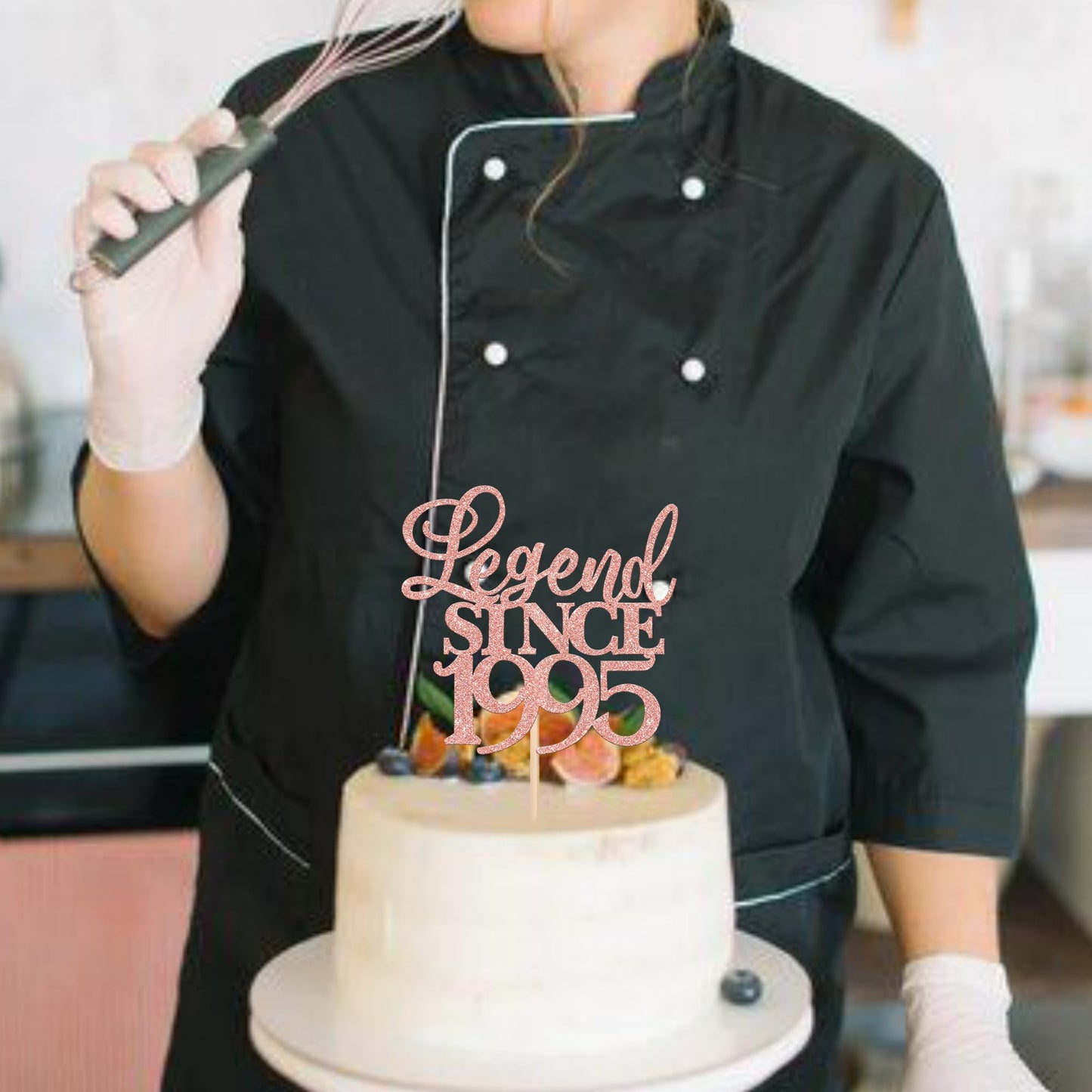 Rssta i Glitter Cake Topper, Legend Since 1995, Rose Gold, Model XM310, Perfect for 30th Birthday and Wedding Anniversary Celebrations