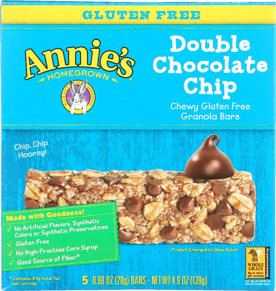 Annies Chewy Gluten Free Granola Bars Double Chocolate Chip 0.98 Oz Bars (Pack