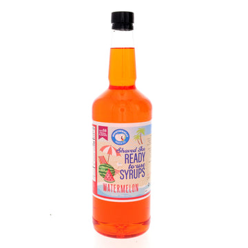 Hypothermias Shaved Ice & Snow Cone Syrup - BPA-Free Recyclable Plastic Bottle Quart (32 Fl. Oz) - Watermelon - Non-GMO 100% Pur