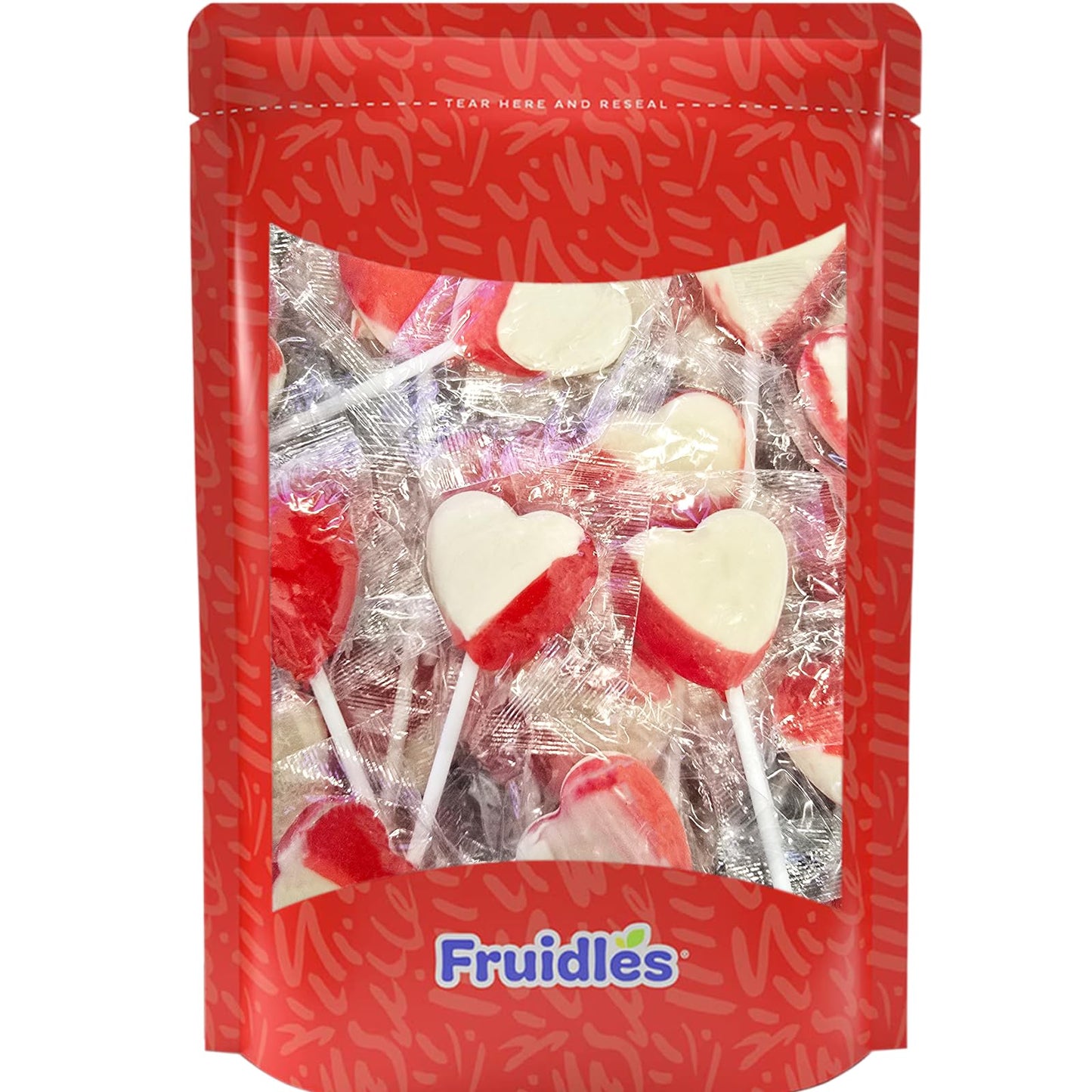 Fruidles Mini Heart Shaped Lollipops, Strawberry & Cream, 5g, Individually Wrapped, 1200 Lollipops