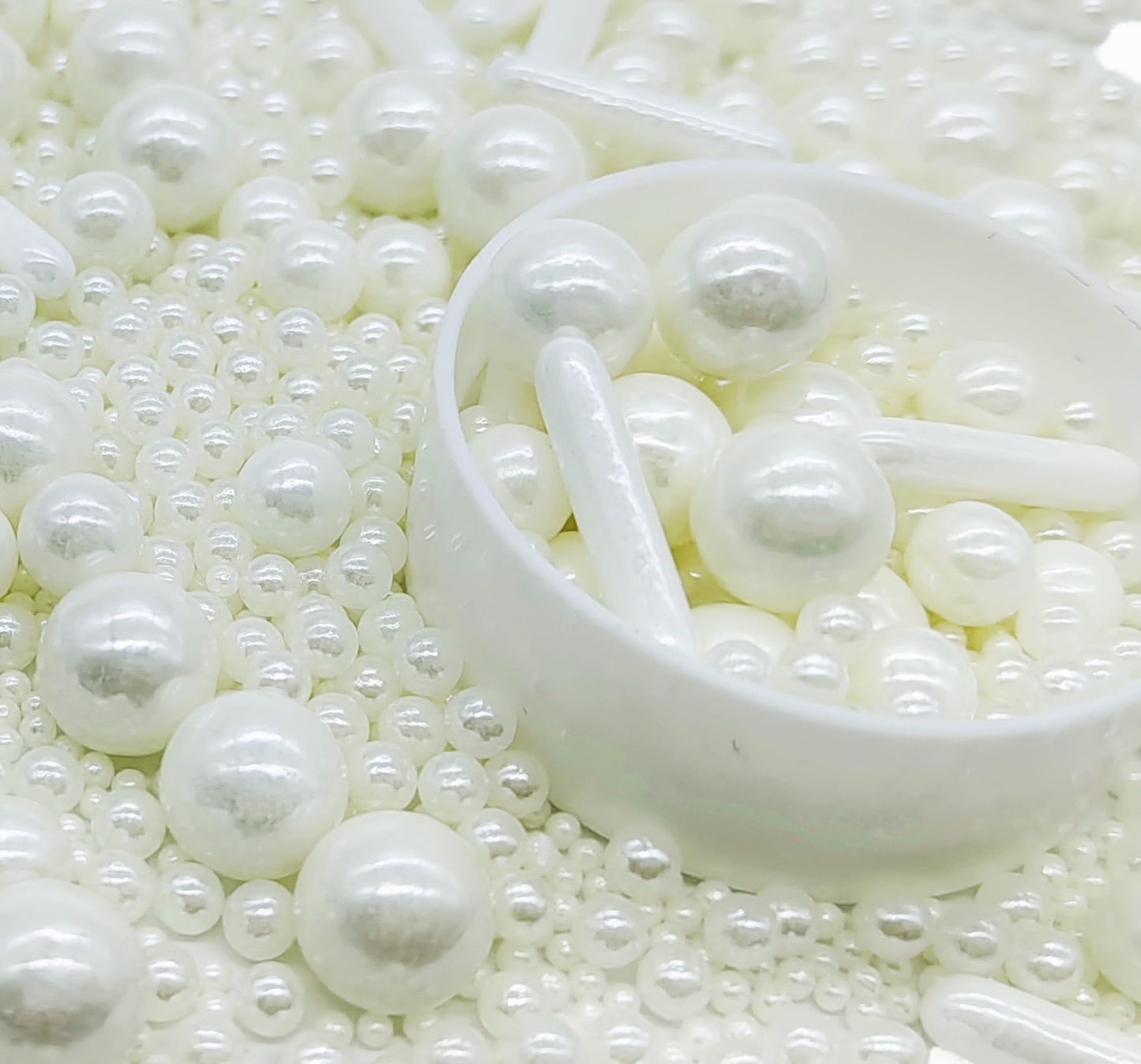 White Sprinkles Candy Mix Size Edible Pearls Cake Decorations Cupcake Toppers Cookie Decorating Perfect For Wedding Party Valent
