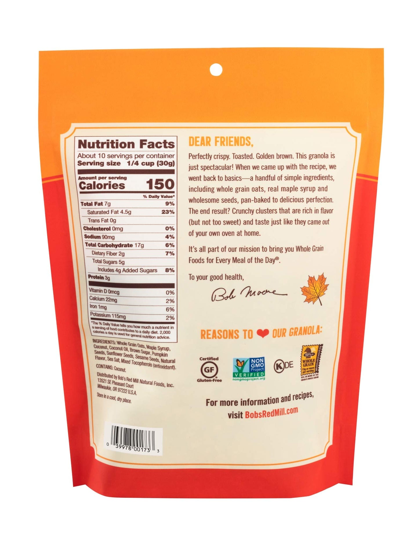Bob s Red Mill Maple Sea Salt Granola, 11oz (Pack of 6) - Non GMO, Whole Grain, Kosher