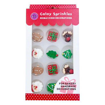 Sentovac 12 Pcs Christmas Icing Decoration Santa Claus Christmas Tree Christmas Leaf Gingerbread Man Deer head Gifts Mix Candy D