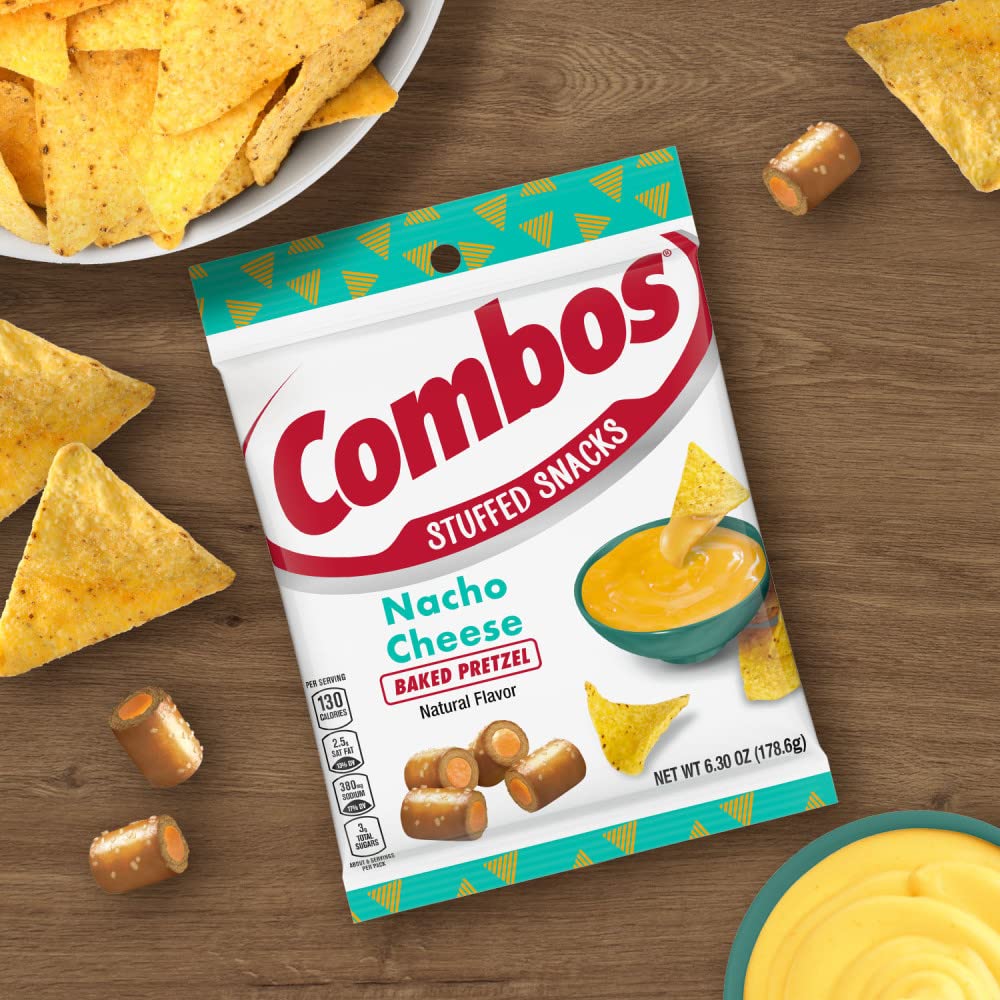 COMBOS Cheese Snacks - Nacho Cheese Snack Packs, Baked Cracker Snack, 6.3-Ounce Bulk Bag (Pack of 12)