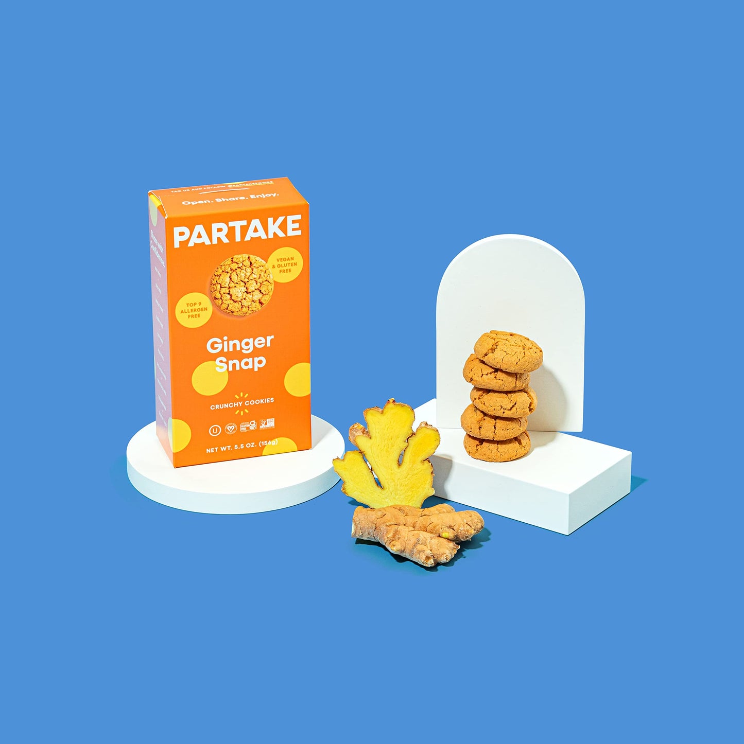 Partake Foods Gluten Free Crunchy Ginger Snap Cookies, 5.5 OZ