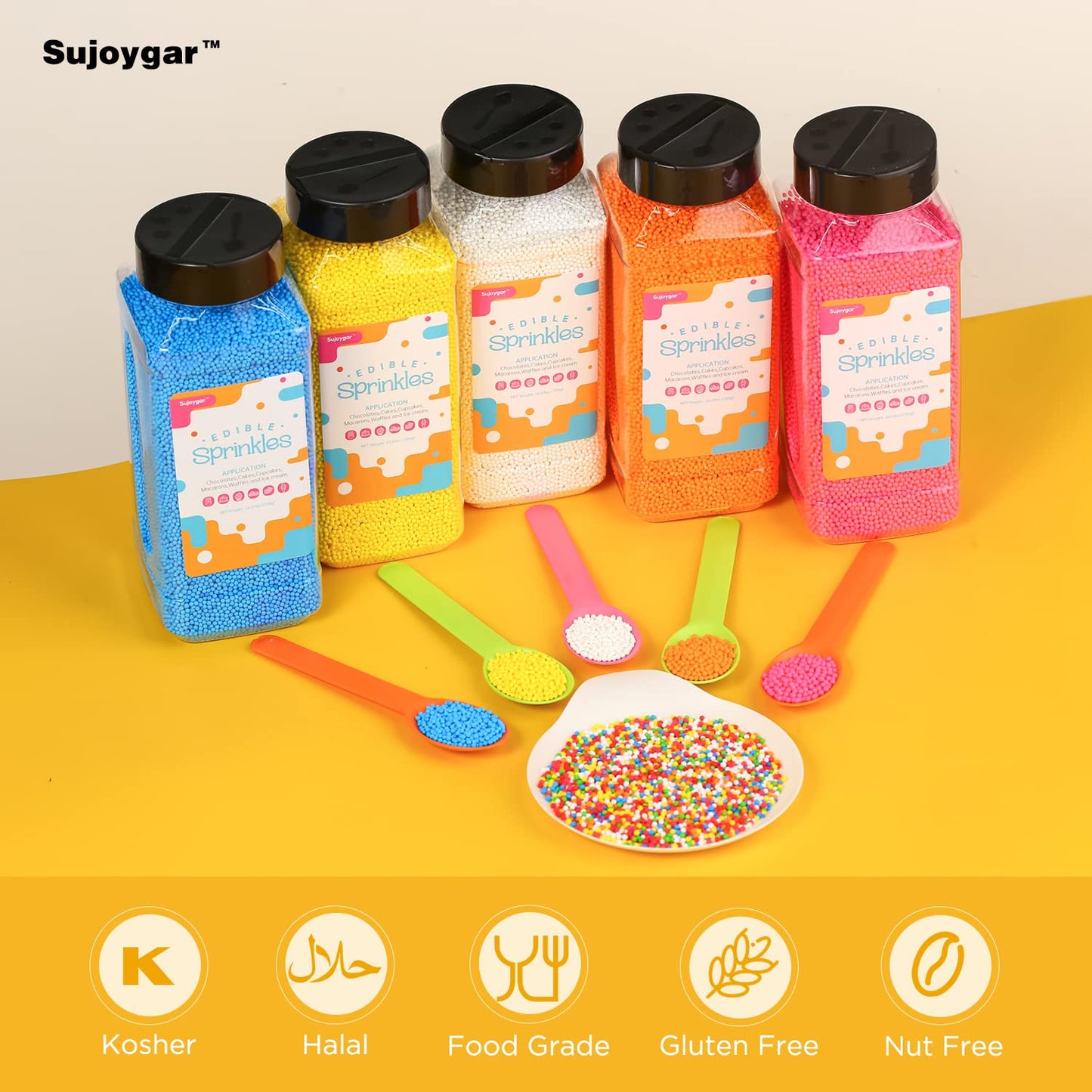 White Nonpareils Sprinkles, Food Grade 1.54 Lb Bulk, Sujoygar, White Sprinkles For Cake Decorating, Cupcake, Ice Cream, Chocolat