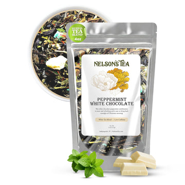 Nelson'S Tea - White Chocolate Peppermint - White Loose Leaf Tea - Green Tea, White Tea, Peppermint, Safflower, White Chocolate,