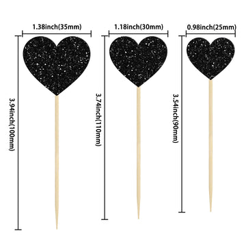 Gyufise 30Pcs Heart Cupcake Toppers Glitter Mixed Size Sweet Love Theme Heart Cake Decorations Wedding Engagement Bridal Shower