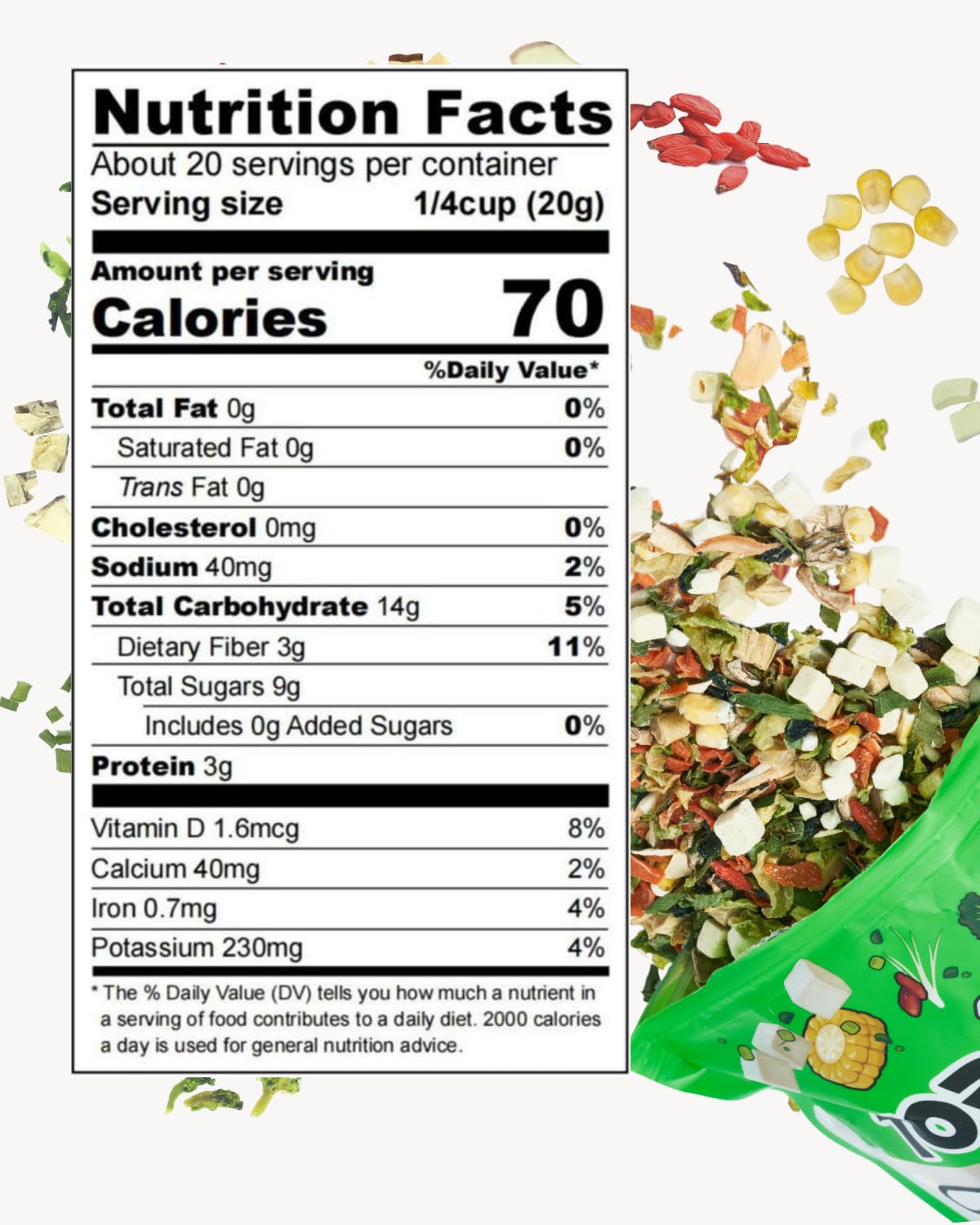Dried Ramen Toppings Vegetable Mix 14Oz, 12 Veggie Blend With Added Superfood Goji, Dehydrated Vegetables For Ramen Noodles, Glu