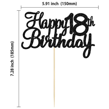Gyufise Happy 18Th Birthday Cake Topper 18 Birthday Cake Decoration Happy 18 Cupcake Topper For Cheers To 18 Fabulous Birthday P