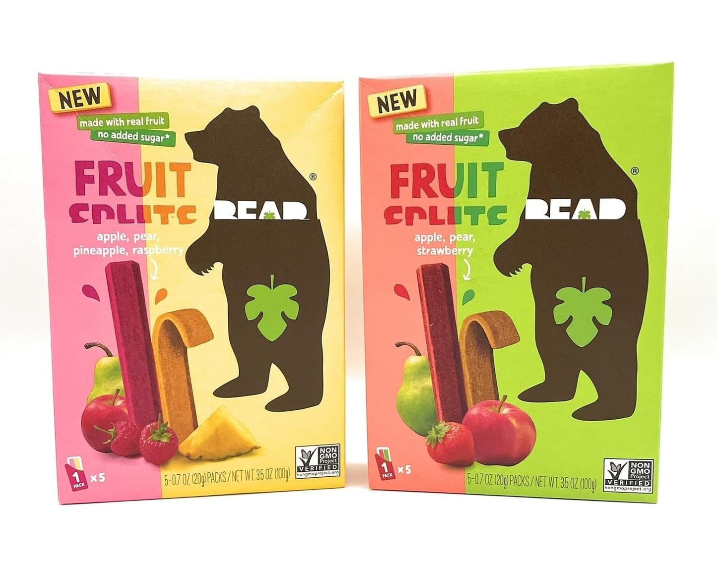 Fruit Splits Gluten Free Assortment - Raspberry Pineapple (3.5 oz) & Strawberry Apple (3.5 oz) - (Pack of 2)