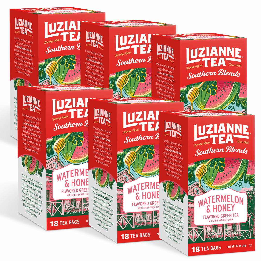 Luzianne Southern Blends Watermelon & Honey Flavored Herbal Tea Bags, 18Ct Box (Pack Of 6)