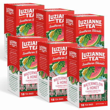 Luzianne Southern Blends Watermelon & Honey Flavored Herbal Tea Bags, 18Ct Box (Pack Of 6)