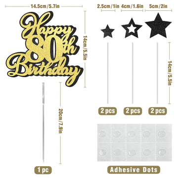 Happy 80Th Birthday Cake Topper 80 Birthday Cake Decorations, Happy 80Th Birthday Anniversary Party Cake Decorations For Men Wom