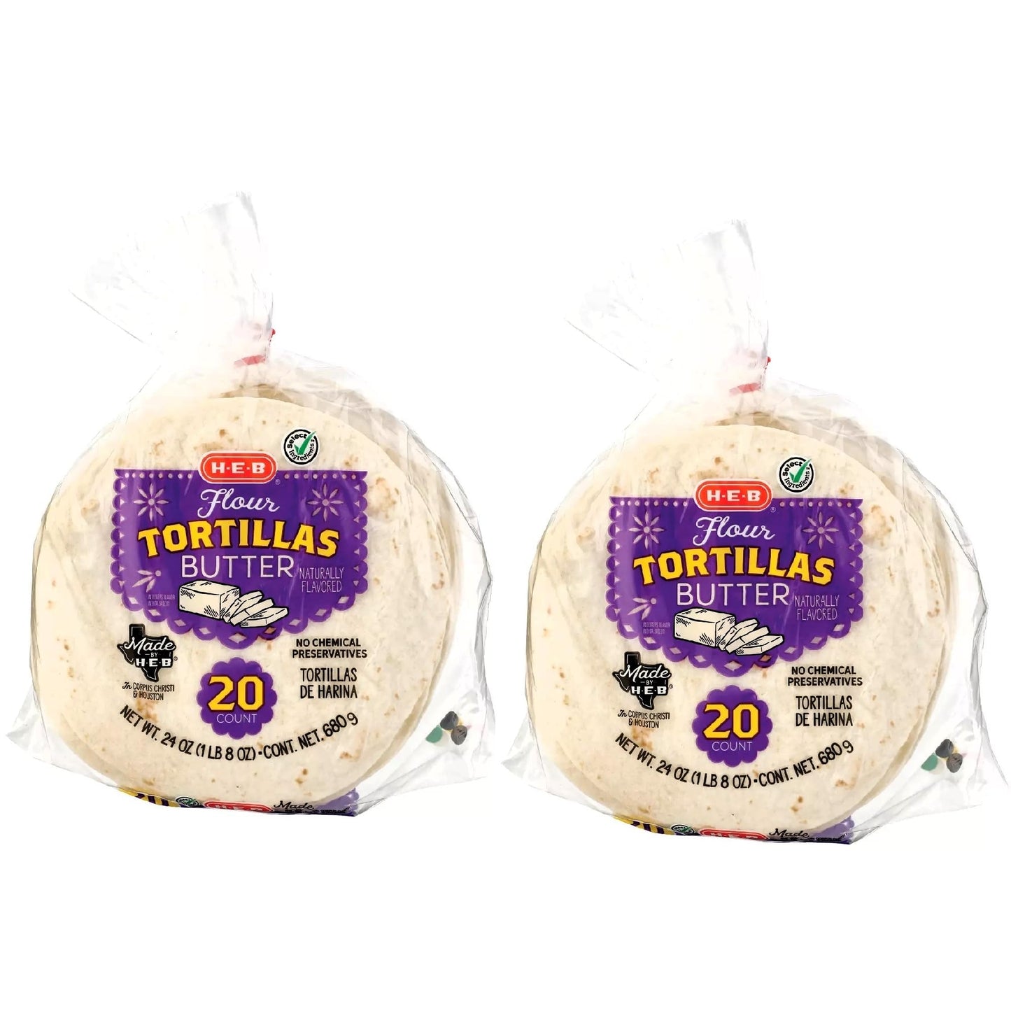 HEB H-E-B Butter Flour Tortillas 20 ct 2 pk