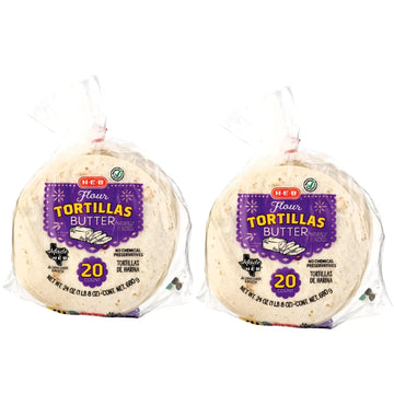 HEB H-E-B Butter Flour Tortillas 20 ct 2 pk