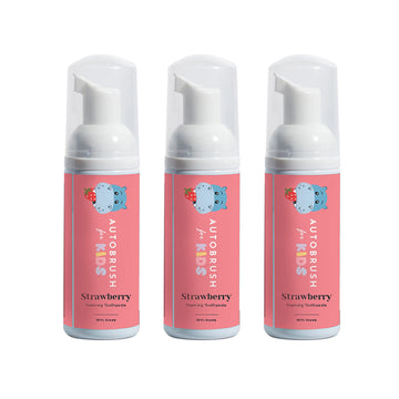 Autobrush Kids Fluoride Free Foaming Toothpaste Strawberry Flavor, Foam Toothpaste For Electric Or U-Shaped Toothbrush, Sls-Free