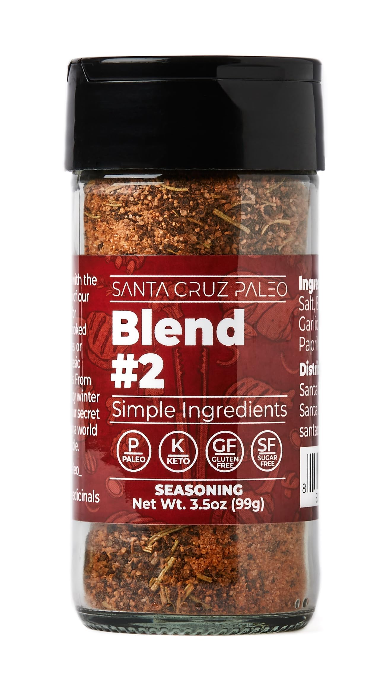 Santa Cruz Paleo Seasoning Blend #2, Sweet and Smoky Spice for Meat, 3.5 Oz Jar, Gluten Free, Keto, Paleo
