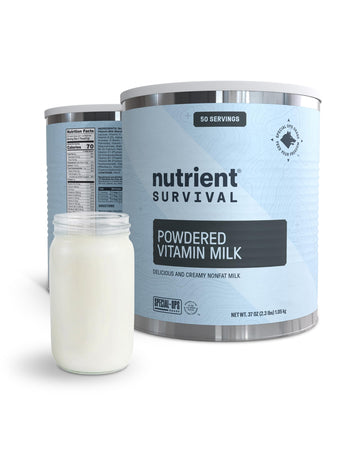 Nutrient Survival Vitamin Powdered Milk, Freeze Dried Prepper Supplies & Emergency Food Supply, 21 Essential Nutrients, Soy & Gl