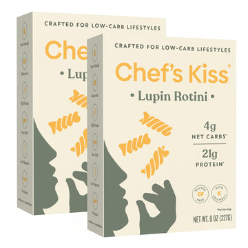 Chefs Kiss Low Carb Rotini | 4G Net Carbs  21G Protein | Keto Friendly  Low Glycemic Pasta Made From Lupins | Gluten Free  High Protein | No Gums | Keto Pasta Alternative | Non Gmo | 2-Pack (8Oz)