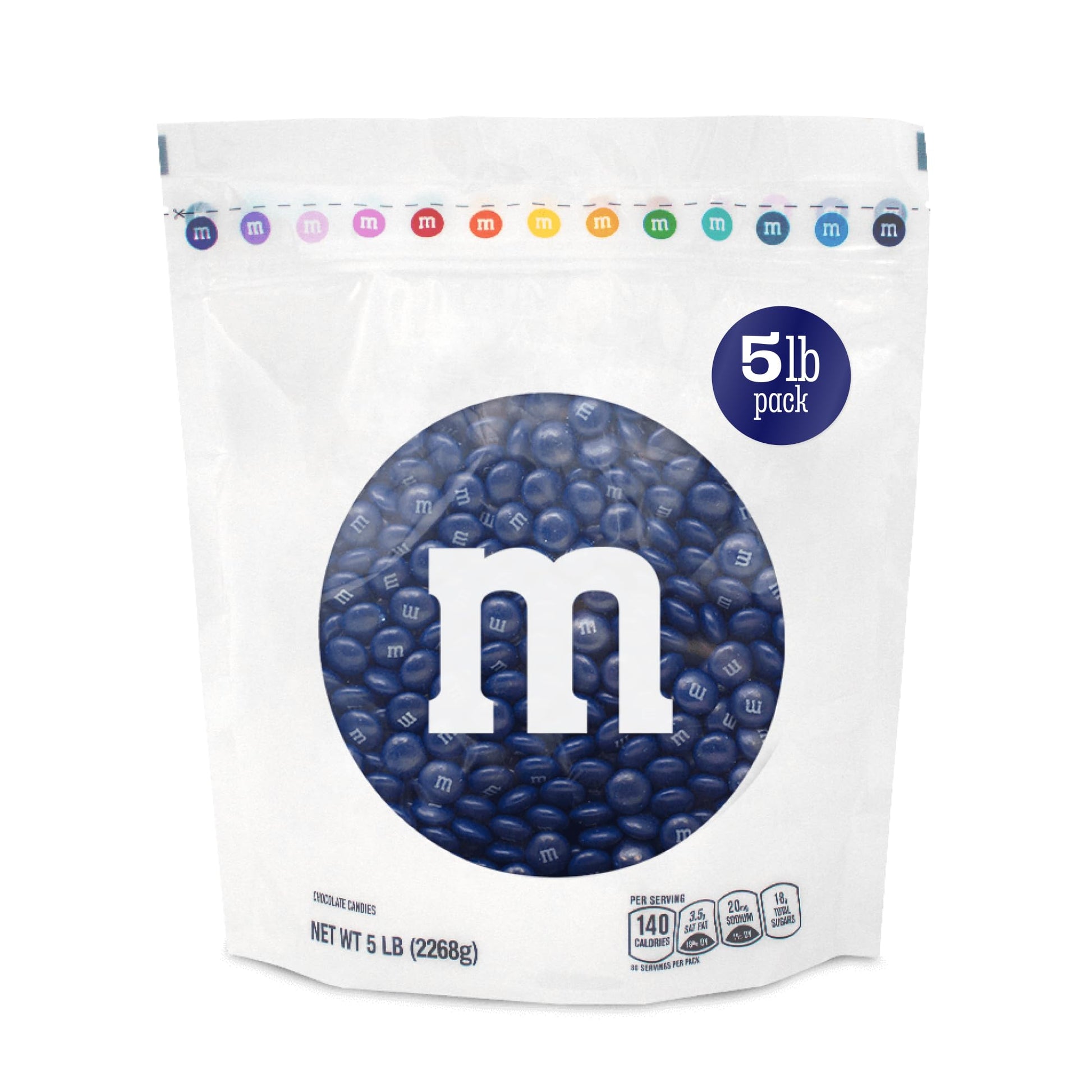 M&MS WORLD Dark Blue Milk Chocolate Candy Bulk, 5lbs of M&MS in Resealable Pack for Candy Bars, Birthday Parties, Graduations, 