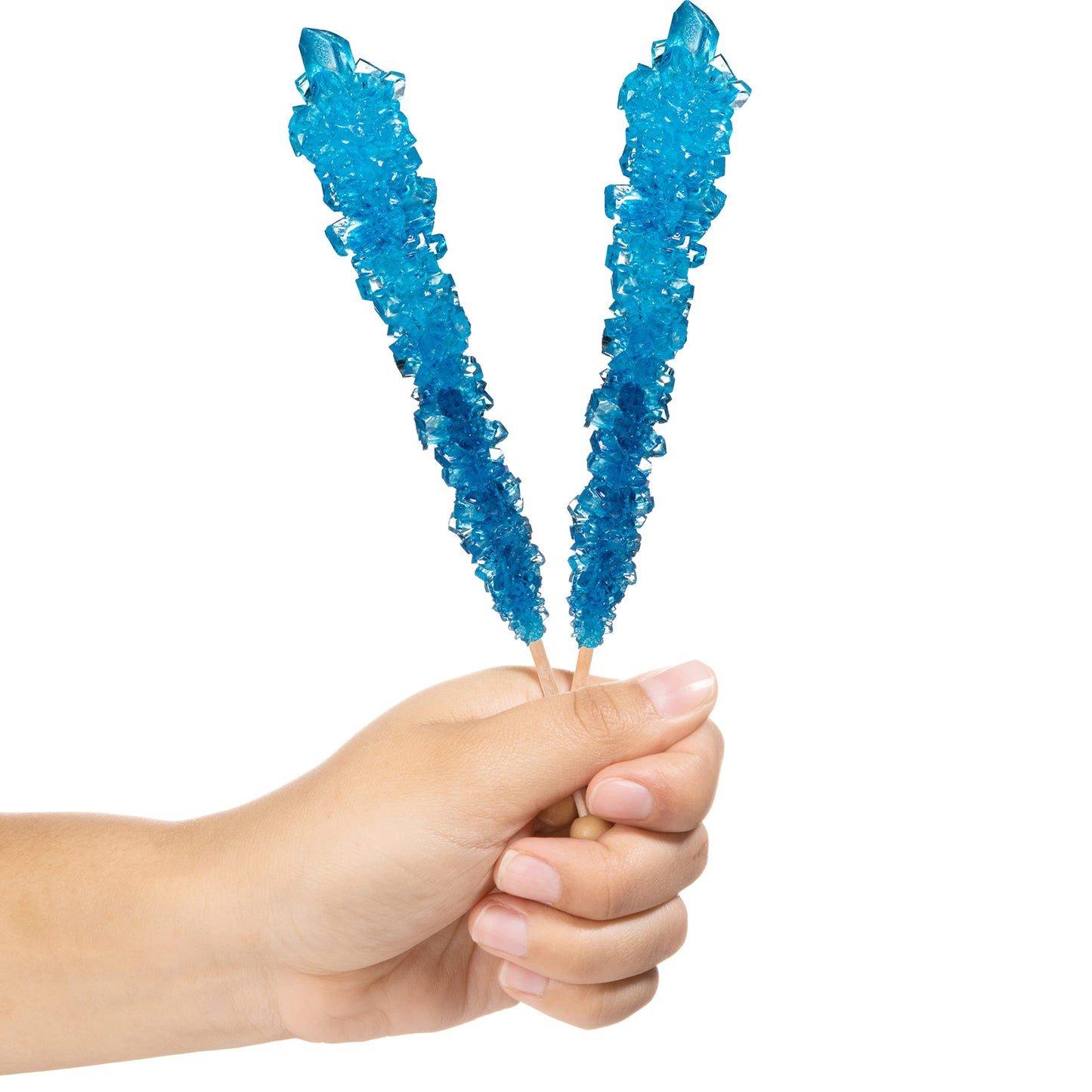Blue Rock Candy Crystal Sticks - Blue Raspberry Flavored - 12 Indiv. Wrapped