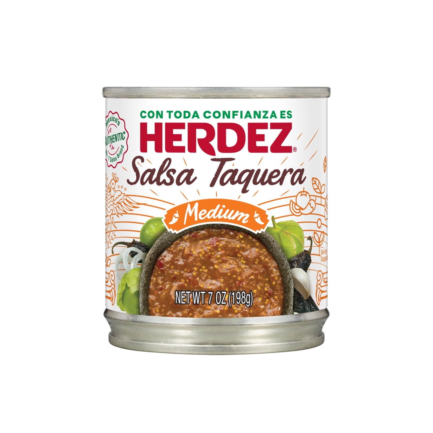 HERDEZ Taquera Salsa, Medium, 7 oz Can (12 Pack) - Authentic Mexican Taco Sauce for Bold Flavor