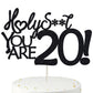 veegood 20th Birthday Cake Topper, Black Glitter Cardstock, Model T53, 20 Funny Decorations