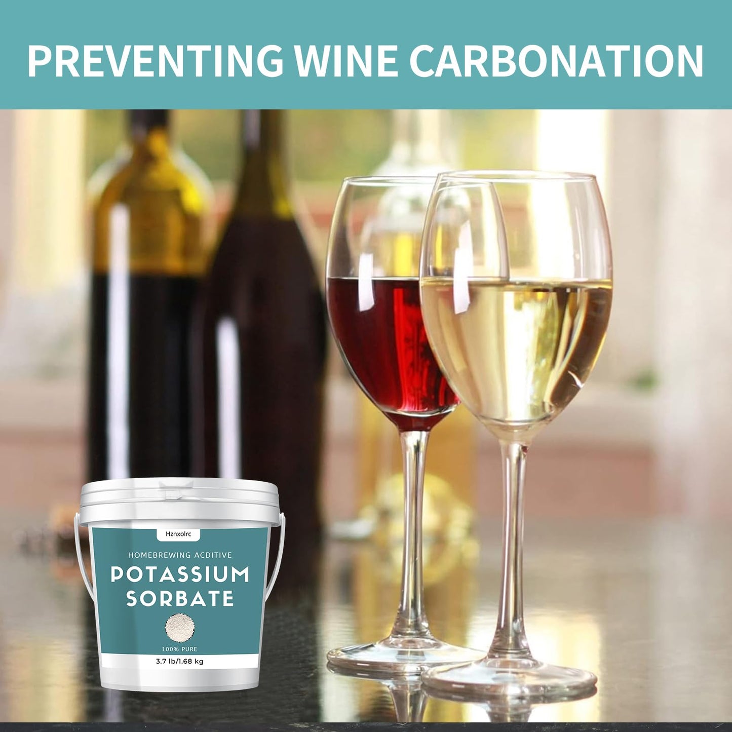 Hznxolrc Potassium Sorbate Food Grade, 100% Pure, 59.2 Ounce for Baking and Brewing