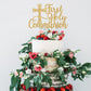 Bytorjar First Holy Communion Cake Topper, Gold Glitter, Model AA--0845, for Baptism, Christening, Baby Shower, Birthday Decorations
