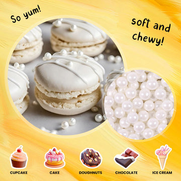 Bayep Edible Pearls For Cake Decorating 10Mm White Sprinkles For Cookies, Baking, Ice Cream, Cupcake Topper Pearl Sprinkles Perf