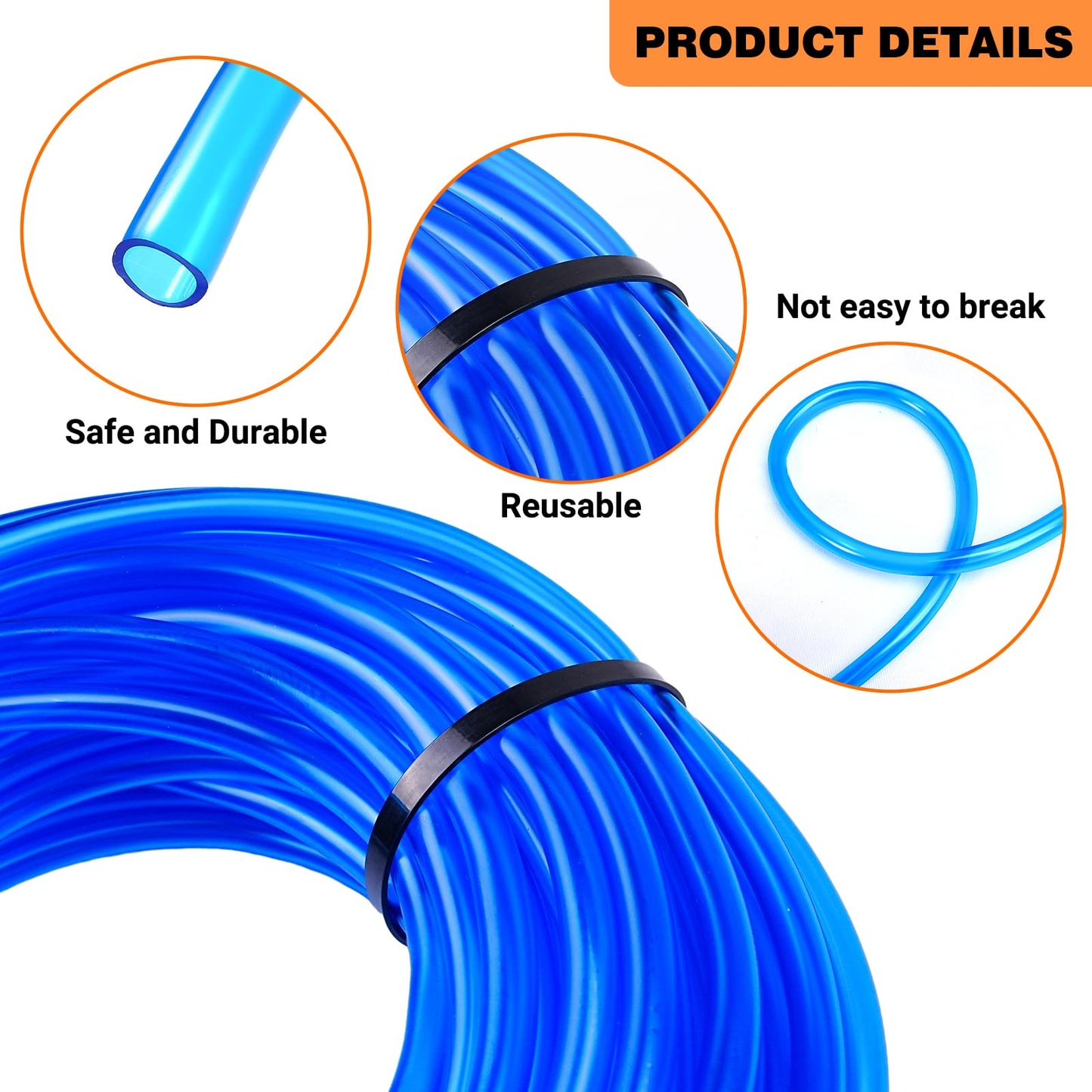 HolyMaji 50FT Maple Syrup Tubing Drop Lines Extractors, Food Grade Maple Syrup Tapping Vacuum Tube, Tree Sap Collection Hose Sup