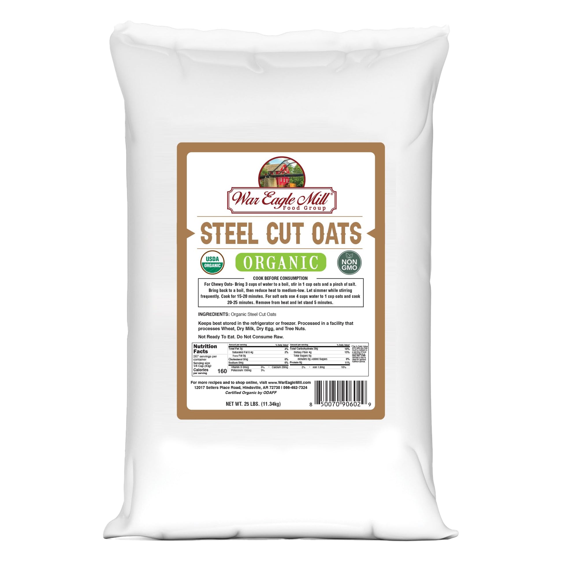 War Eagle Mill Organic Steel Cut Oats  25 Pounds