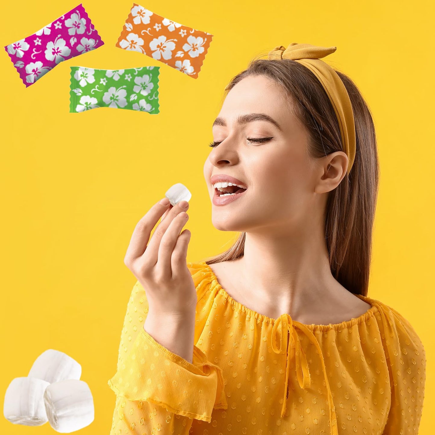 The Dreidel Company Luau Hibiscus Buttermints, Mint Candies, After Dinner Mints, Butter Mint Candy, Fat-Free, Individually Wrapp