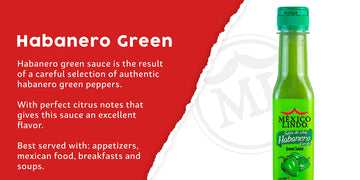 Mexico Lindo Green Habanero Hot Sauce | Real Green Habanero Chili Pepper | Enjoy With Mexican Food, Seafood & Pasta | 5 Fl Oz Bottles (Pack Of 2)