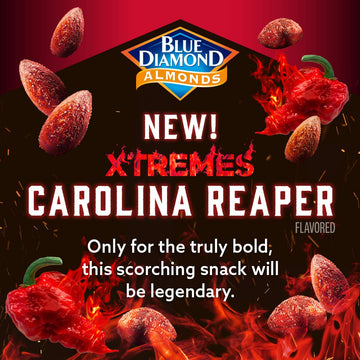 Blue Diamond Almonds XTREMES Carolina Reaper Snack Nuts, 6 Oz Resealable Can, Pack of 1