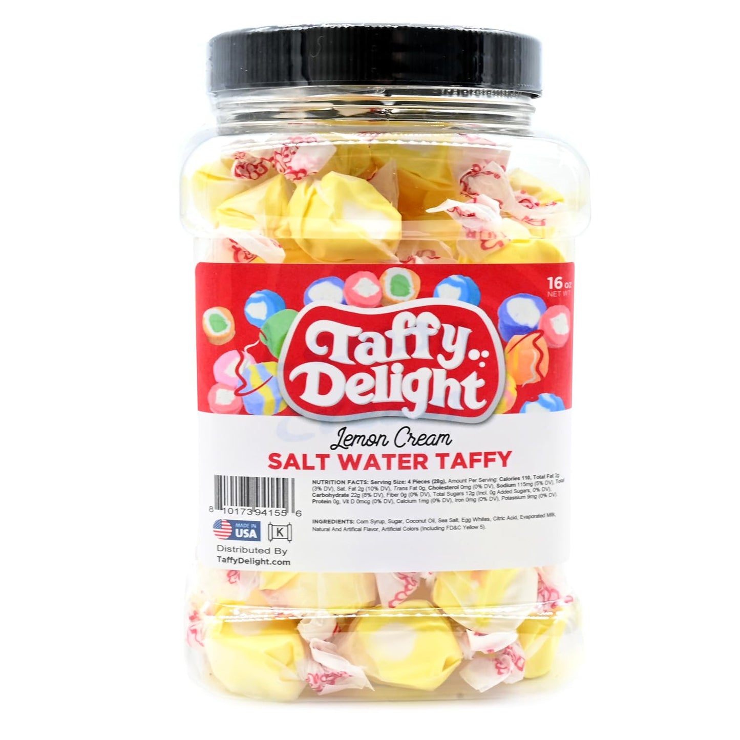 Taffy Delight Salt Water Taffy (16oz, Lemon Cream)