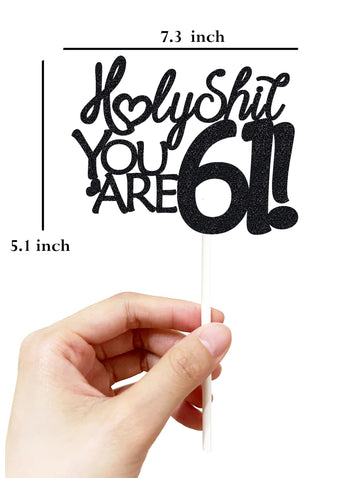 Happy 61St Birthday Cake Topper 61 Birthday Cake Toppers-Black Glitter, Funny 61St Cake Topper For Men For Women, 61St Birthday