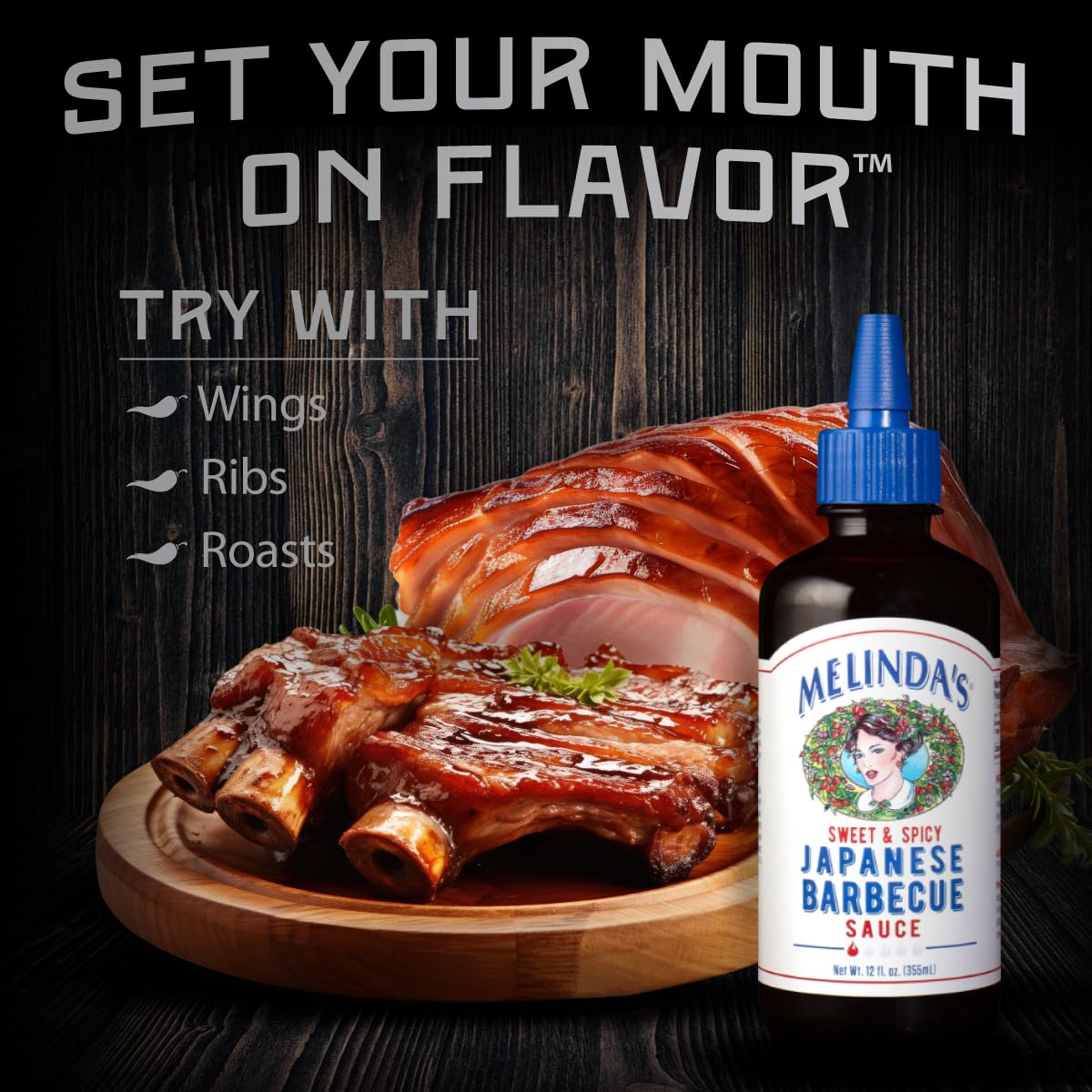 Melindas Japanese BBQ Sauce - Gourmet Japanese Spicy Sauce and Marinade Made with Soy, Ginger, Garlic, Red Chilies & Honey - Glu