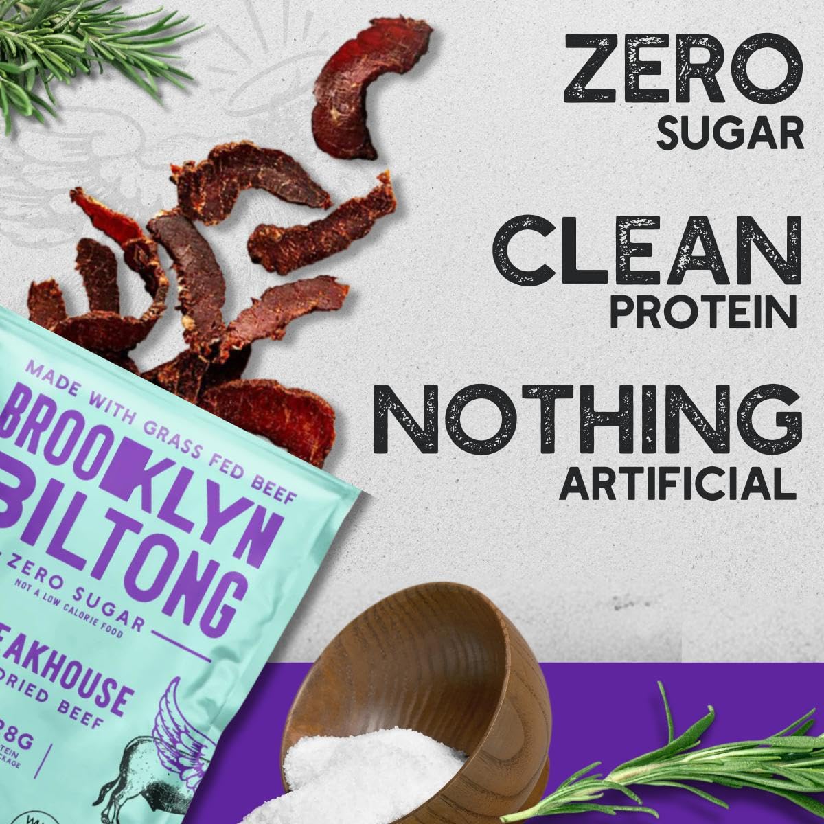 Brooklyn Biltong Air Dried Grass Fed Beef Snack, South African Beef Jerky (8 Oz, Pack Of 1) - Whole30 Approved, Paleo, Keto, Glu