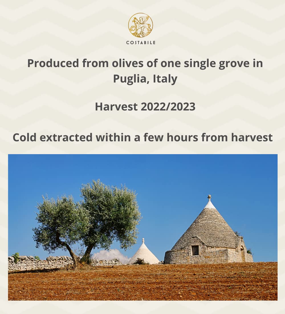 Lemon Olive Oil Extra Virgin from Puglia Italy. Organic Olive Oil from a Single Grove Infused with Lemon. Great for Baking, Sala