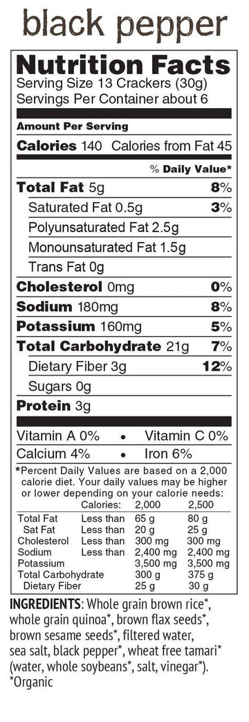 Marys Gone Crackers, Black Pepper, 6.5 Ounce