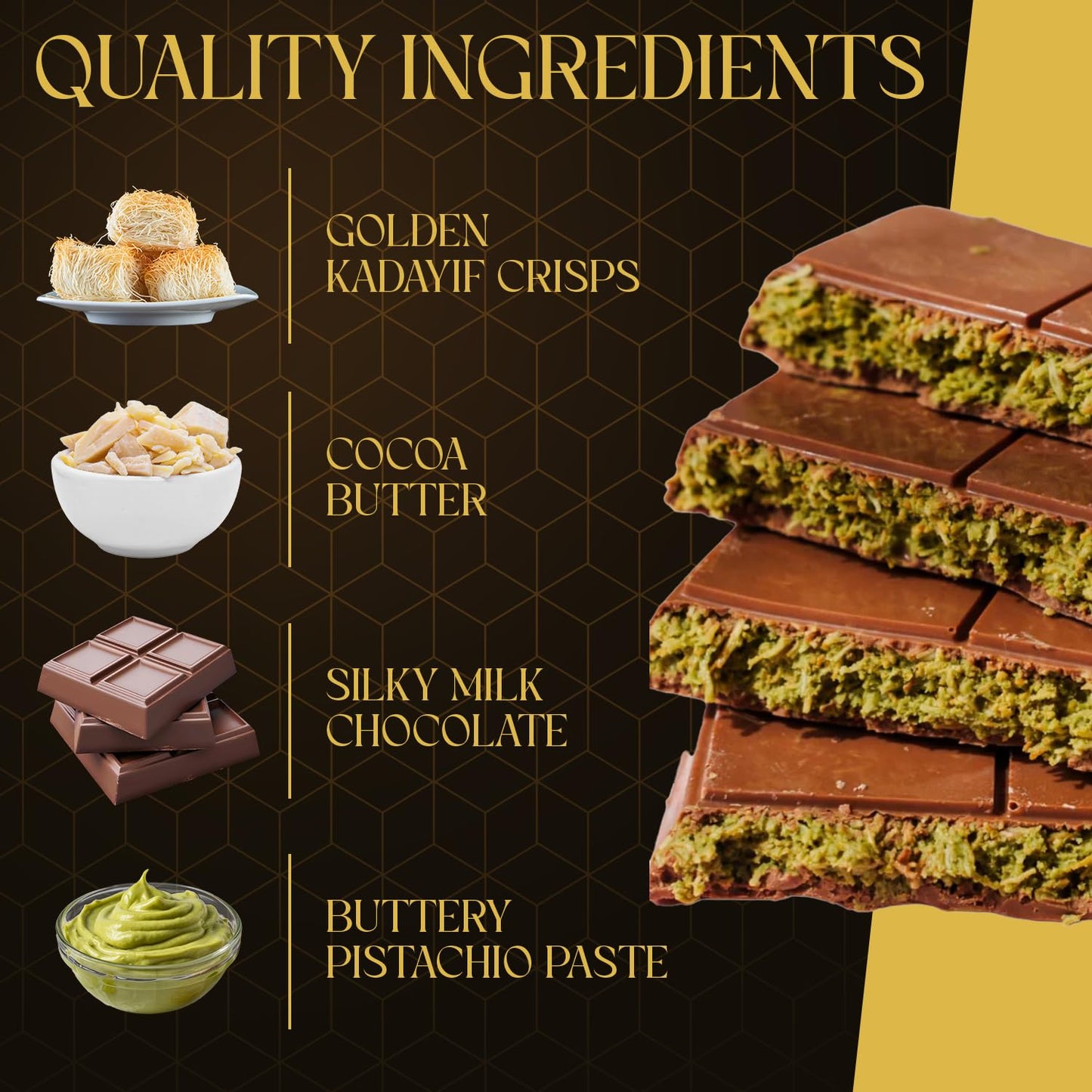 Beemax Authentic Dubai-Style Chocolate Bar | 2 Pack | 7 oz of elegant Middle Eastern Indulgence | enhanced Milk Chocolate  Golden Kadayif Crisps  Velvety Tahini & Hand-Harvested Pistachios - Imported from Turkey