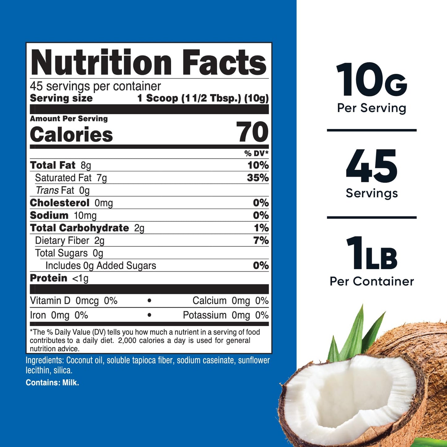 Nutricost Coconut Oil Powder 1 Lb (45 Servings) - Non-Gmo And Gluten-Free - Premium Quality
